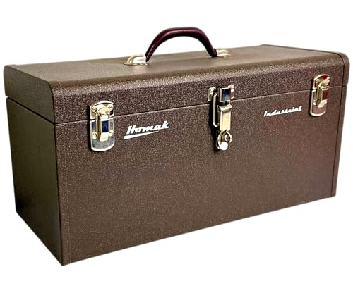 Homak 20-Inch Industrial Steel Toolbox with Powder Coat, Lockable, Brown