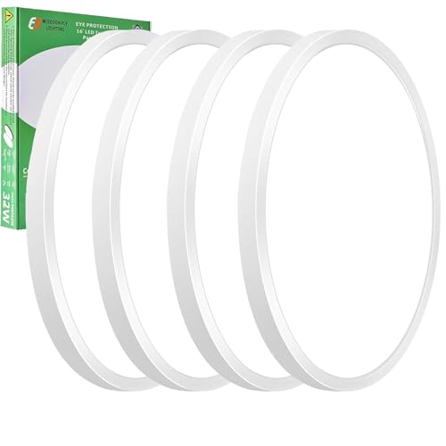 15.8-Inch White LED Flush Mount Ceiling Light 4-Pack - 32W 3480LM 3CCT Selectable
