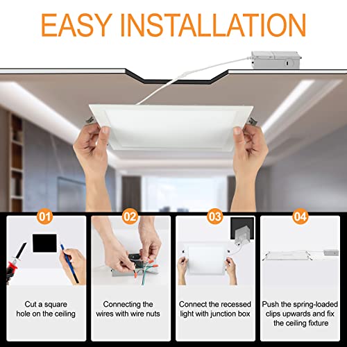 White 4-Pack 11-Inch Square Recessed LED Lights Dimmable & Color Temp Adjustable