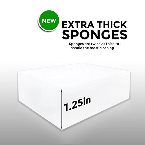 100 Pack Extra Thick Magic Cleaning Sponges - All-Surface Eraser Pads - Double Thickness - Just Add Water - Melamine - Universal Cleaner - Variation of THIS listing