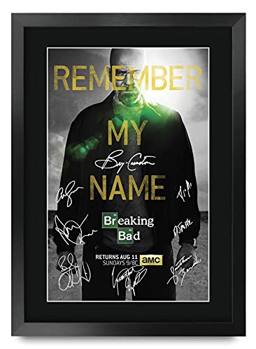 Signed 16x12 Framed Breaking Bad Poster – Autographed Cast Photo Display