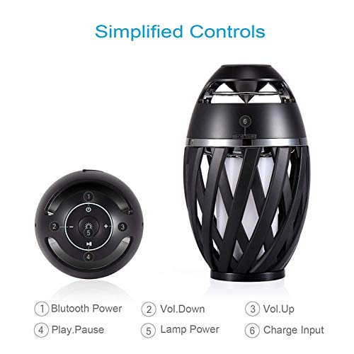 LED Flame Outdoor Table Lamp with Bluetooth Speaker, Rechargeable Ambience Lantern