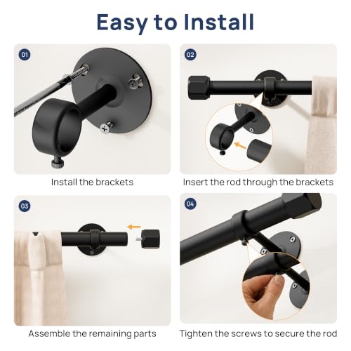 ENJOYBASICS 32-240" Heavy Duty Curtain Rod for Outdoor, No Sagging, 1