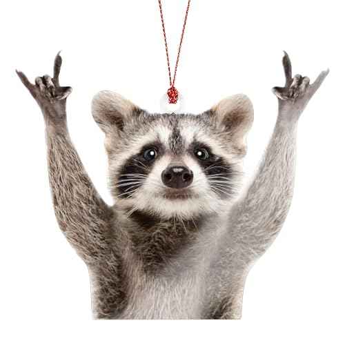 Raccoon Gifts - Raccoon Ornament - Racoon Decor - Racoon Lover - Animal Xmas Ornaments - Christmas Ornament 2025 - Suncatcher Effect Stained Glass Window Hanging - car Hanging Accessories