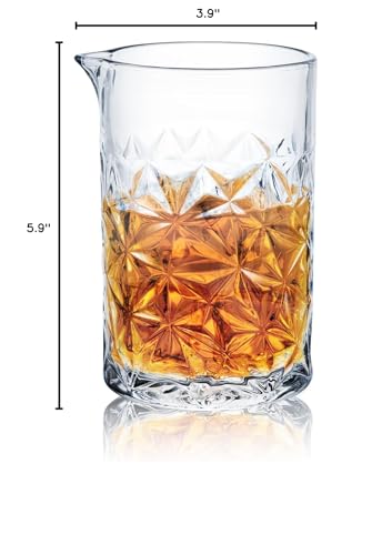 KITESSENSU Cocktail Mixing Glass 24oz 710ml - Crystal Bartender Accessories Glass Beaker to Mix & Stir Cocktails - Thick and Sturdy Bottom - Premium Seamless Design