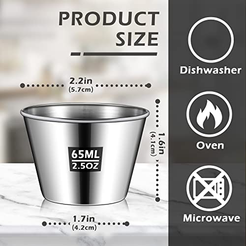 100 Stainless Steel Ramekins - 2.2 Oz Metal Sauce Cups Bulk Set - Mimorou Variation of THIS listing