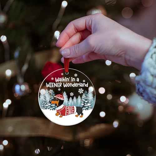 Dachshund Ornament - Dachshund Gifts for Women, Dog Lovers Gift Idea Acrylic Christmas - Weiner Christmas D?cor, Weiner Dog Christmas Ornament