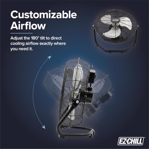 12-Inch All-Metal Floor Fan with 3-Speed & 180° Tilt - Black