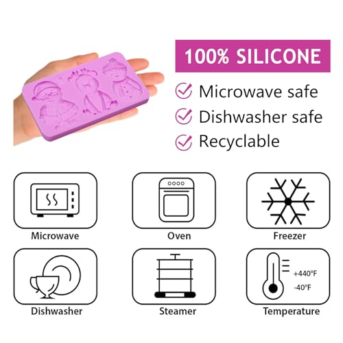 Christmas Snowman Silicone Mold, Reindeer 3D Santa Claus Silicone Fondant Molds, for Christmas Cookie Cake Decoration Cupcake Chocolate Gum Paste Polymer Clay Resin