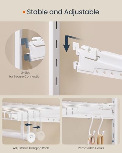 SONGMICS HOME 3-Tier Closet System Insert Organizer for 4-8 ft Wardrobes