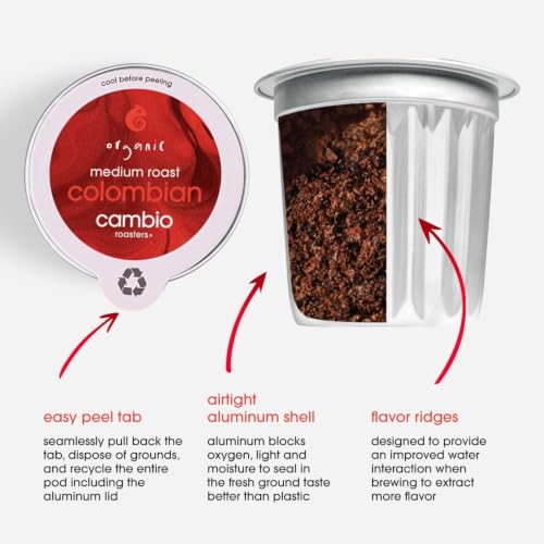 Colombian Medium Roast Coffee Pods - Recyclable Aluminum, 60ct - Cambio Roasters