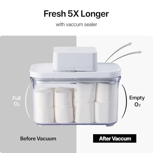 Food Storage Containers Set - 4 Mini Square 0.85qt with Vacuum Sealer - Leakproof BPA-Free Meal Prep