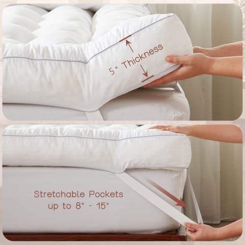 Queen Size 5 Inch Memory Foam Mattress Topper - Back Pain Relief, White - Variation of THIS listing