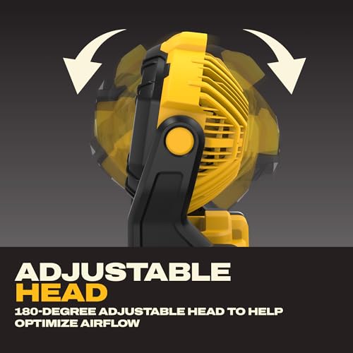 DEWALT 20V MAX Portable Jobsite Fan - Cordless, Rechargeable, Variable Speed, 650 CFM, Tool Only