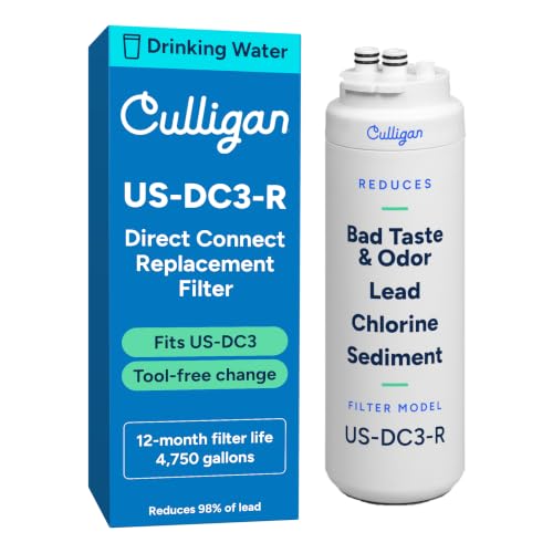Under Sink Water Filter Cartridge 0.5 Micron Lead & Chlorine Removal - Pack of 1 (US-DC3-R)