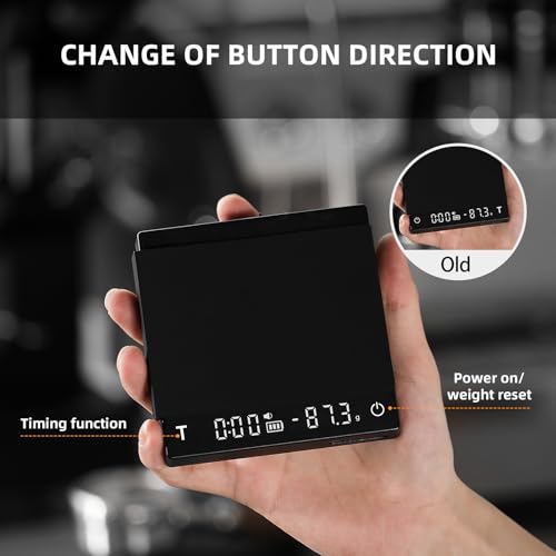 Mini Coffee Scale with Timer - Rechargeable 2kg Precision Espresso & Pour-Over Scale - Black 2.0 Mini
