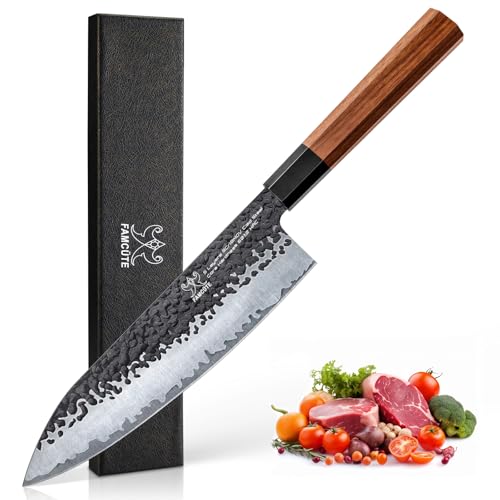8-Inch Japanese Chef Knife - Hand Forged Sharp Kitchen Knife with Rosewood Handle