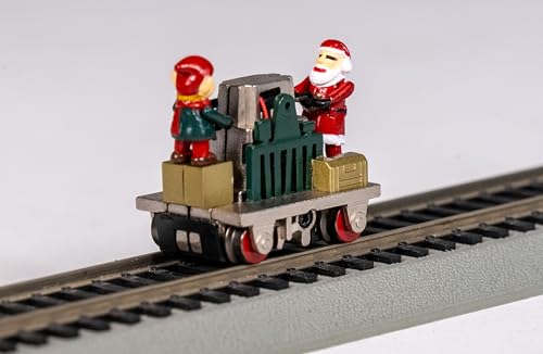 HO Scale Operating Gandy Dancer Christmas Train Car with Santa & Elf Crew