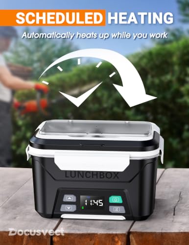 Docusvect Stealth Black 1.3L Cordless Electric Lunch Box with Schedule Heating