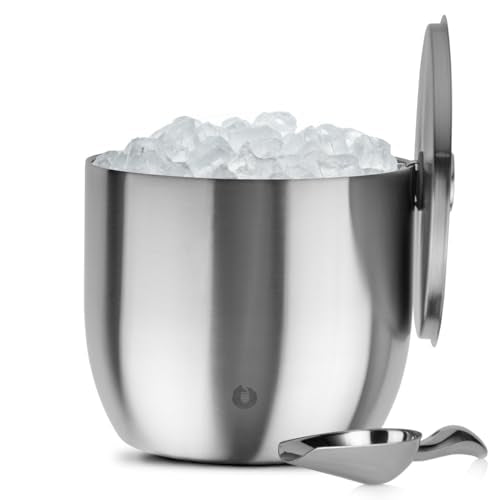 Snowfox XL 7L Insulated Stainless Steel Ice Bucket with Lid & Scoops for Parties & Home Bar