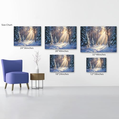 ANRUOXI Winter Scene Canvas Wall Art 24x36 Inch Vintage Nature Landscape