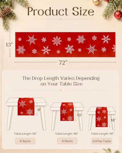 MuseHaus Winter Crimson 13x72 Velvet Embroidered Table Runner