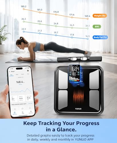 YUHUO 8-Electrode Smart Body Fat Scale with BMI, Muscle & Body Composition