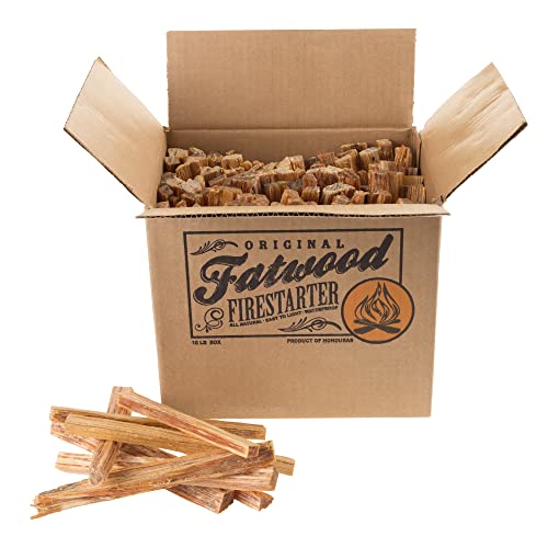 10 Lb Bulk Firewood Fire Starter Sticks - All-Natural Pine for Indoor Outdoor Fireplaces, Campfires, BBQ Grills