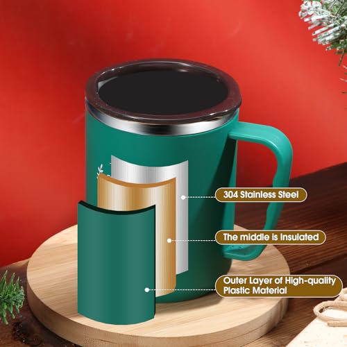 6-Pack Christmas Insulated Coffee Mugs with Lids & Straws - Thank You & Holiday Gifts