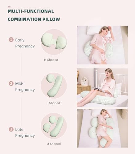 Pregnancy Body Pillow with Detachable Cover, Support for Back Belly Hips Legs