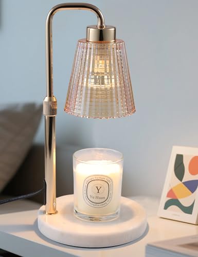 Marble Candle Warmer Lamp White with Cycle Timer - Dimmable Wax Melter