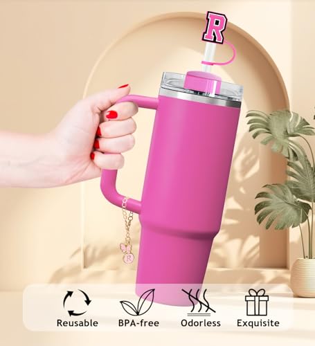 (3+3) Nuozme Butterfly Letter Straw Covers for Stanley Tumbler - C/Butterfly Variation, 3PCS
