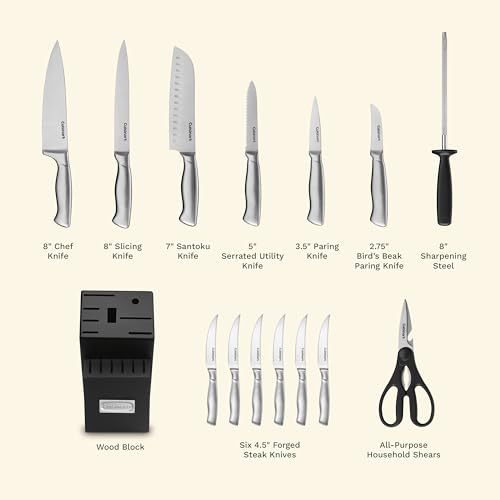 Cuisinart 15-Piece Stainless Steel Knife Set with Block - Hollow Handle