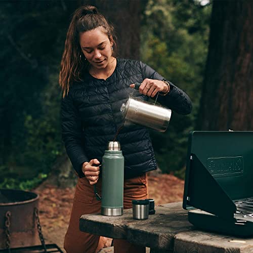 Stanley Vacuum Bottle 1.1 Quart - Wide Mouth Insulated Thermal Flask - Hammertone Green - Leakproof Cup Lid, Keep Drinks Hot or Cold