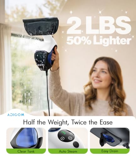 ADICOM White Handheld Steam Cleaner - 3-Second Instant Heat-Up for Home Use