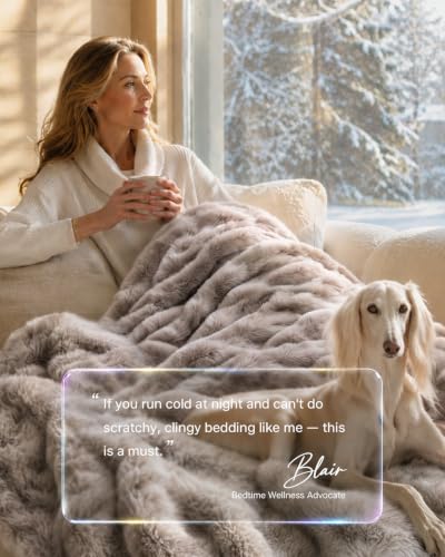 Ultrasoft Heated Blanket Throw - Grey Faux Fur, 460 GSM, 9 Heat Levels