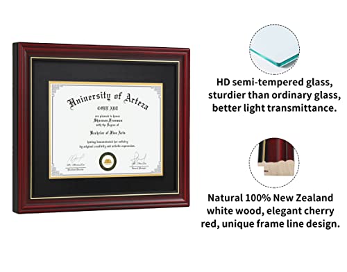 CORE ART 15x18 Diploma Frame Cherry Red with Black Mat - For 11x14