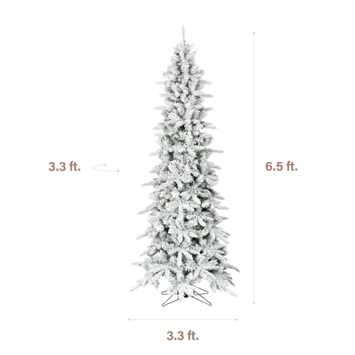 6.5-Ft Slim Mountain Pine Flocked Christmas Tree with Stand — Fraser Hill Farm