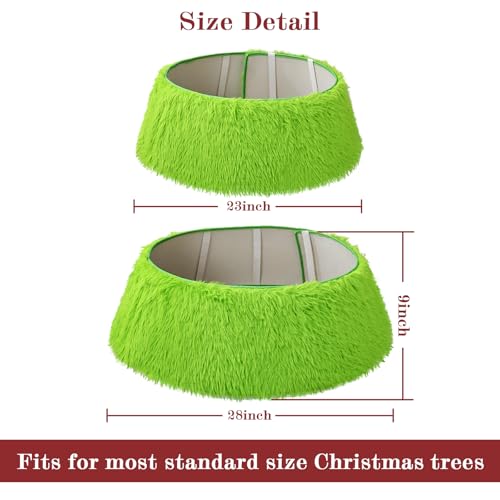 Lime Green Faux Fur Christmas Tree Collar | Adjustable Plush Tree Ring