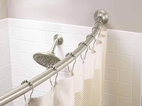 Moen Brushed Nickel Curved Adjustable Shower Curtain Rod - Fixed Mount, CSR2160BN