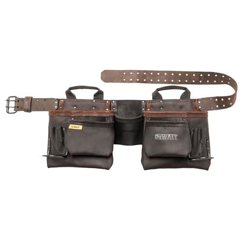 DeWalt Leather Tool Belt with 11 Pockets and Apron - One Size