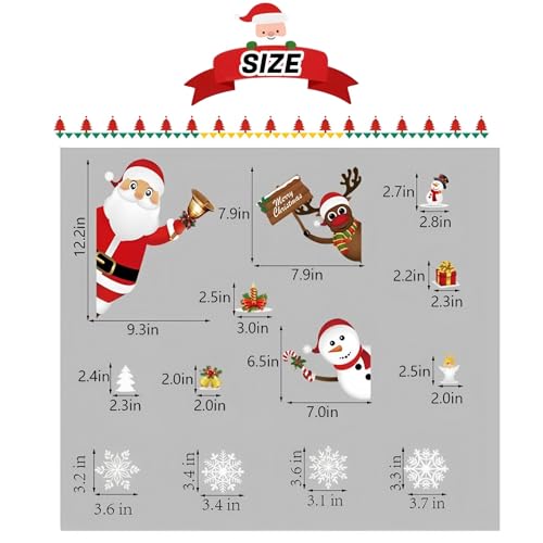 94pcs Christmas Window Clings ? Snowflake Santa Reindeer Party Decals, Holiday Decorations for Home, Indoor Outdoor Window Decor, Removable Festive Stickers