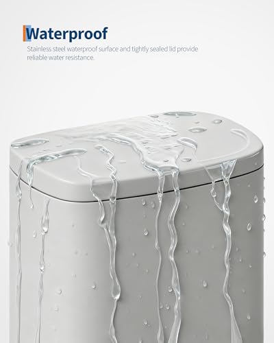 Garvee 13.2 Gal White Metal Kitchen Trash Can with Lid & Inner Bucket - Rustproof, Step-On, Soft Close