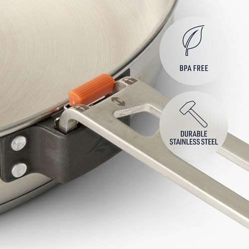 Stainless Steel Camping Pan with Induction Compatibility & Reversible Handle