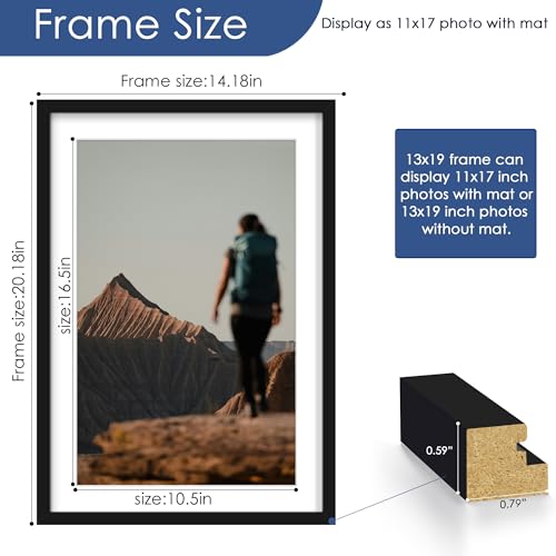 13x19 Black Picture Frame Set of 6 Wall Mount Gallery Frames