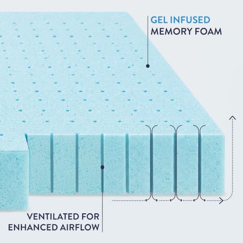 Best Price Mattress 3 Inch Ventilated Memory Foam Topper, Cooling Gel
