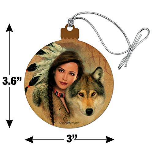 Spirit of The Wolf Native American Wood Christmas Ornament - Holiday Decor