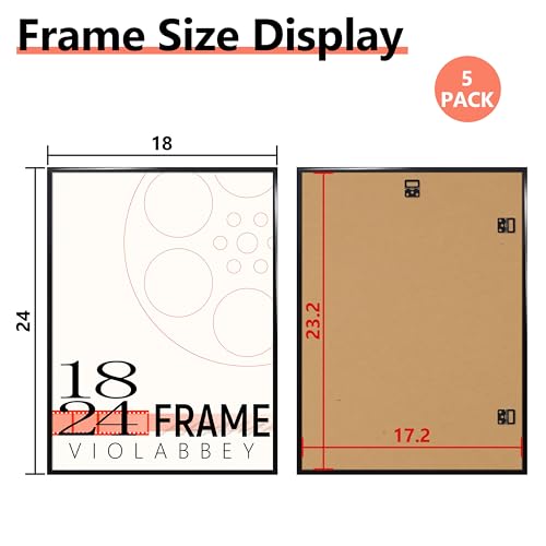 18x24 Black Gallery Wall Picture Frame Set of 5 - Modern Style, Easy Assembly