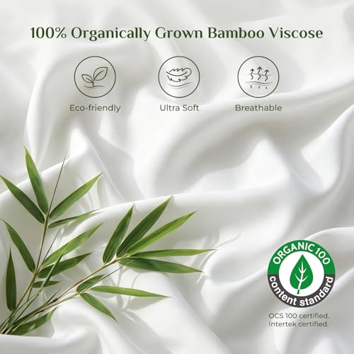 Bamboo Viscose Sheet Set - Queen Size, 4 Pieces, White, Cooling & Breathable