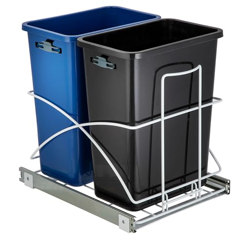Home Zone Living 15.3 Gallon Pull-Out Dual Kitchen Trash Can with In-Cabinet Design